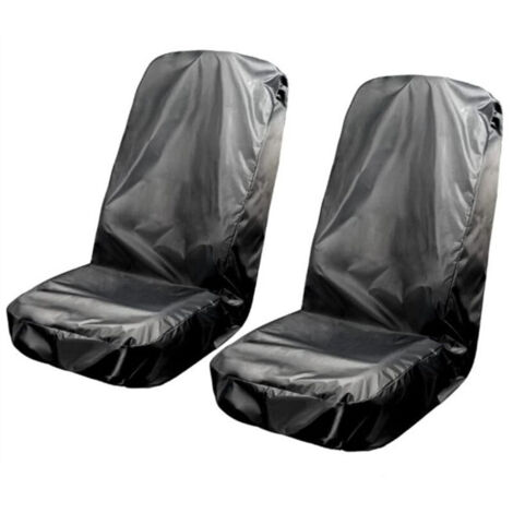 Paquet de 2 housses de siège de voiture avant imperméables, protections de housse de siège imperméables universelles noires,56.722" (1/4)