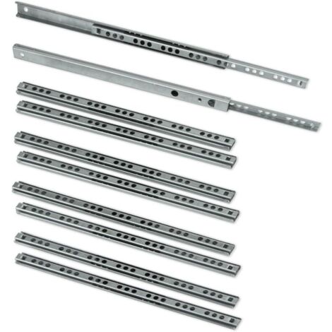Lot de 5 paires (10 pièces) Coulisses/Glissières à Billes Extrait Partie 17mm x 278mm pour Tiroir, Zingué (1/4)