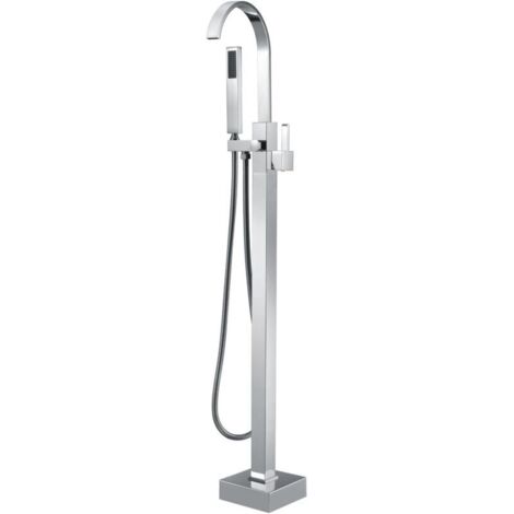 Robinet de baignoire autoportant, douche debout, robinet de baignoire sur pied avec douchette à main (1/5)