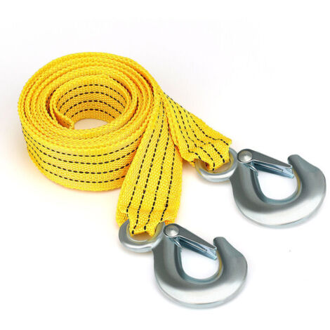 Câble de sangle de traction remorquage 4M – Capacité 3 tonnes – Polyester traité pour réduire vibrations – Crochets en acier de sécurité (1/4)