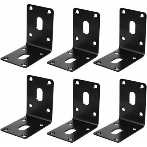 6 Pièces Angle En Acier Inoxydable,Angle Droit Support,Équerre En Forme De L,Joint D'angle En Acier Inoxydable,Pour Étagère,Armoire,Chaise,Table(Le Noir) (1/5)