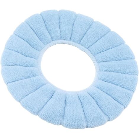 2 PCS Housse de Siège de Toilette Douce et épaisse pour Salle de Bain, Remplacement de Coussin de Siège de Toilette Confortable, Lavable, Réutilisable et Antidérapant (Bleu) (1/4)