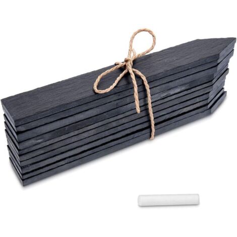 Etiquette Plante Ardoise - Marque-Plante 20 x 3 cm - Lot de 10 Etiquettes Jardin ou Balcon pour Plantes Légumes Fleurs - Ecriteau avec Craie (1/5)