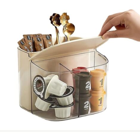Support de rangement pour sachets de thé, capsules de café, sucre, boîte à thé, boîte à thé, étagère à thé pour comptoir d'armoire, comptoir (blanc) (1/4)