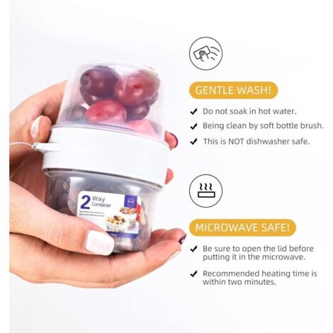 Pot à yaourt à emporter 150 ml + 150 ml, tasse à céréales avec cuillère pliable, capsule à collation, pot à sauce, pot à vinaigrette, noix, nourriture pour bébé (1/4)