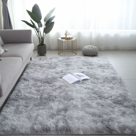 Tapis de Salon Shaggy 160 x 230cm en Peluche Gris Fibre de Polypropylène Souple Tapis Antidérapante (1/5)