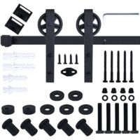 7.5FT/230CM Systeme Porte Coulissante,Quincailleri Kit de Rail pour Porte Coulissante, Ensemble Industriel pour Porte Coulissante Interieur
