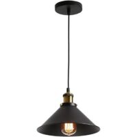 26cm Vintage Lustre Suspension industrielle Lampe de Plafond Abat-Jour Noir