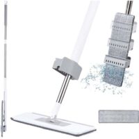 Balai Microfibre avec Essorage Intégré, Balai Serpillère Professionnel avec 137cm Poignée, Serpillère Plate avec 2 Tampons Réutilisables, pour Nettoyage Bois Dur, Stratifié, Carrelage