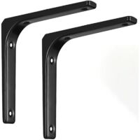 2PCS Équerre Étagère, Équerre Murale Charge Lourde, Équerre Étagère Murale en forme de L, 150x125mm, Équerre de Fixation pour Étagère, Support Etagere Murale Noir avec Vis