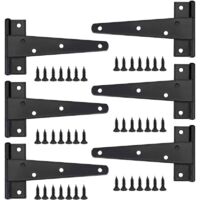 Heavy Door Hinge, 6 Inch Door Hinge, Black T Hinge, Stainless Steel Flat Hinge, Iron Door Hinges, Heavy Duty Hinges for Doors, Windows, Sheds