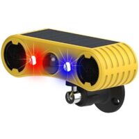 Alarme de détecteur de Mouvement Solaire extérieur - Alarme sonore de Coup de feu d'aboiement de Chien, 2 129 DB de Puissance, 4 Modes, lumière Rouge et Bleue (1 Pack)