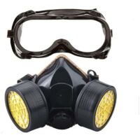 Masque Respiratoire, Kit Masque Protection Respiratoire Réutilisable, Anti Poussière, Anti Gaz Masque Chimique avec Lunettes de Protection pour Peinture Travaux, Bricolage Ponçage