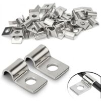 Lot de 30 attaches en treillis métallique rigide de 6 mm, en acier inoxydable, pince en U, trou unique, fixation murale, treillis métallique rigide pour câbles de 5 à 6 mm de diamètre, installation de