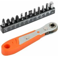 Clé à cliquet Tournevis cruciforme magnétique 6,35 mm Mini tournevis à cliquet réversible 1/4 Tournevis coudé avec jeu de tournevis réversibles à cliquet 12 bits
