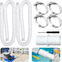 tuyau piscin 32mm 2Pcs 32mm Tuyau pour Piscines Hors Sol,tuyau de pompe filtre à sable piscines avec 4 colliers de serrage en métal pour Piscines 150cm