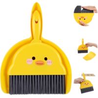 Mini balai et pelle à poussière - Petit balai de table avec ensemble de pelle portable - Mini balai à main - Accessoire de camping pour la maison, le bureau, l'école (jaune)