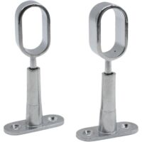 Barcelona Support Tringle Penderie 2 Support pour Barre Penderie Ovale Hauteur 41 à 105mm Zinc-Aluminium Support Central de Tube pour Armoire Penderie Vetement, Tringle Rideau Plafon
