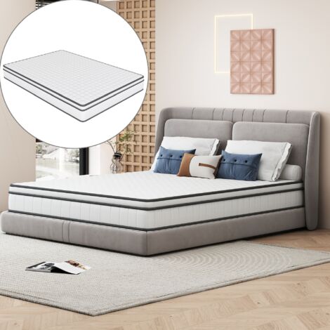 Dans Les Nuages – Matelas à ressorts ensachés 140x190 cm – Hauteur 25 cm – 9 zones de confort – Système de soutien corporel adapté à toutes les positions de sommeil
