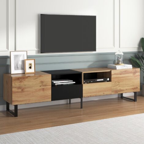 Dans Les Nuages – Meuble TV scandinave 190 cm en chêne sauvage – 2 tiroirs et 2 compartiments ouverts – Dimensions 190x38x48 cm – Élégant et fonctionnel
