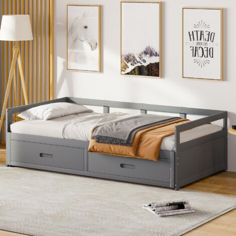 Canapé-lit 90/180 X 200 Cm, Lit De Jour Extensible Avec Sommier à Lattes, Canapé 2 Places, Beige | Leroy Merlin