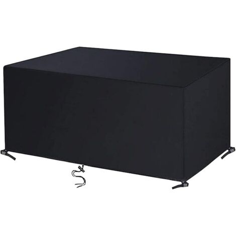 Funda para muebles de jardín de 210 x 110 x 70 cm, color negro, rectangular, Oxford, lona protectora para muebles de jardín y exterior, impermeable, resistente al viento, a los rayos UV y al frío.