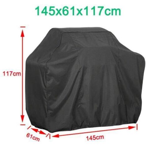 Funda para barbacoa 145x61x117cm, funda protectora, funda impermeable para barbacoa, color negro, compatible con Weber, Brinkmann y la mayoría de parrillas para barbacoa.
