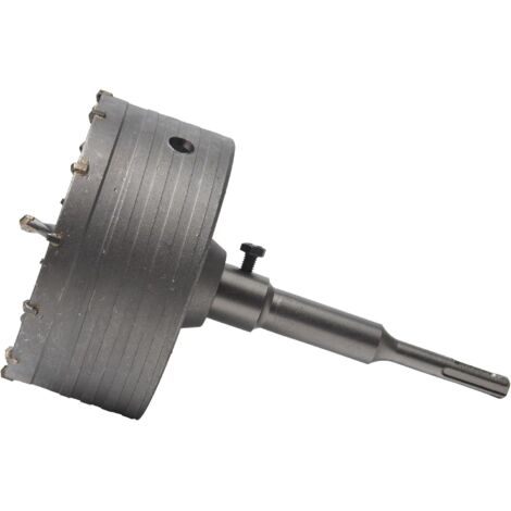 Sierra de corona para hormigón de 125 mm con adaptador SDS Plus de 110 mm, broca helicoidal y tornillo de posicionamiento, para aberturas de ladrillo, hormigón, cemento, piedra y aire acondicionado.