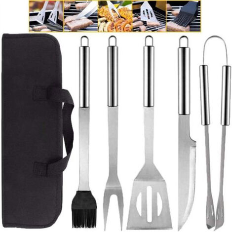 Juego de utensilios de barbacoa de color plateado FUIENKO