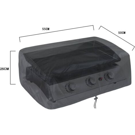 Funda protectora para plancha de gas 55x50x25cm Negra 210D Resistente a los rayos UV Resistente al agua Resistente a la humedad Funda para barbacoa