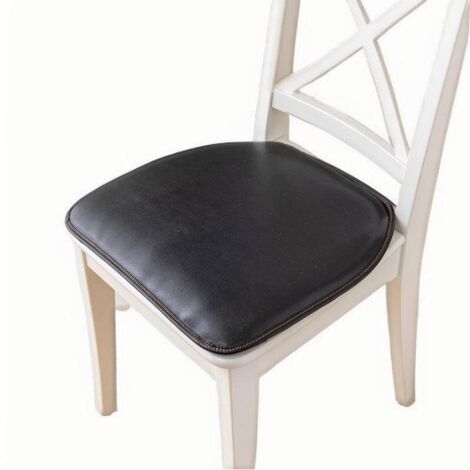 Cojín para silla de 40 x 43 cm en piel de herradura impermeable y antimanchas, cojín de asiento de piel negra antideslizante.