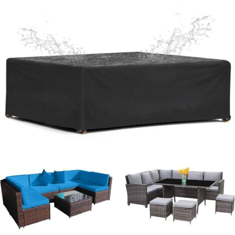 Funda para muebles de jardín 213 x 132 x 74 cm, 420D, Oxford, color negro, rectangular, para mesa de jardín, impermeable, resistente al viento, a los rayos UV y al frío.
