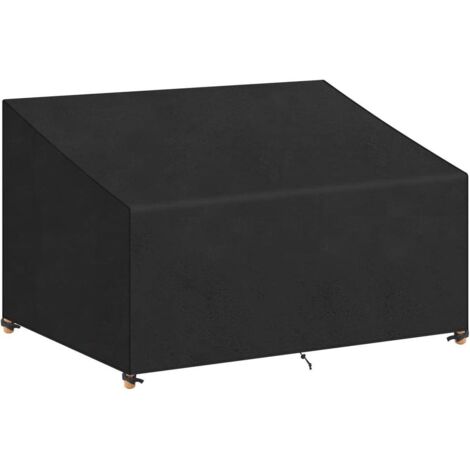 Funda para banco de jardín de 3 plazas (160 x 99 x 61/89 cm), impermeable, funda para sofá de exterior, tela Oxford, resistente al viento y a los rayos UV, con hebilla, color negro (1/5)