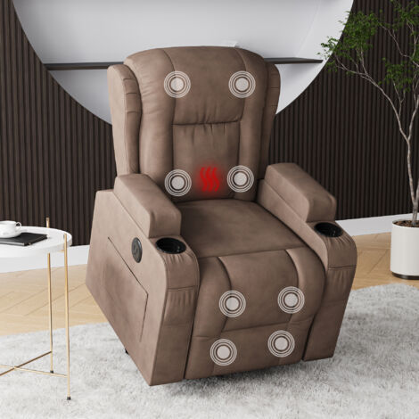 Fauteuil releveur électrique,fauteuil massant relaxation avec fonction massage et chaleur,aide à la verticalisation, chauffage, repose-pieds, poches, port usb, tissu à dorure à chaud