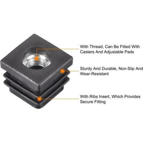 12Pcs Square Tube Inserts with M8 Thread, for 0.79