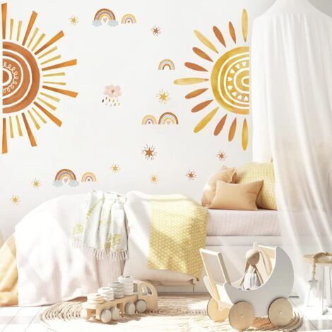 Rainbow Sun Kids Wall Stickers Star Boho Wall Decals for Kids Room Baby ...