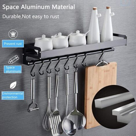 Spice Rack, No-Drill Wall Mounted Kitchen Rack Spice Rack with 8 ...