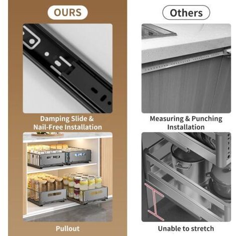 Sliding cabinet organizer, drawer storage shelves, sliding cabinet ...