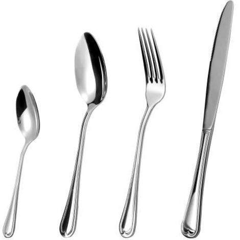 (Argent)Ménagère de Couverts - Inox - 24 Pièces - 6 Couteaux - 6 Fourchettes - 6 Cuillères