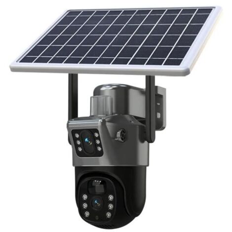 (Black)Caméra de surveillance 4MP HD - Vision nocturne couleur - Panneau solaire - 32G mémoire (1/4)