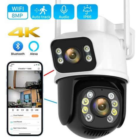 Camera de Surveillance Wifi Exterieur- 8MP Double ecran couleur IR Vision nocturne Auto Tracking cloud IcSEE+ carte SD 32G (1/5)