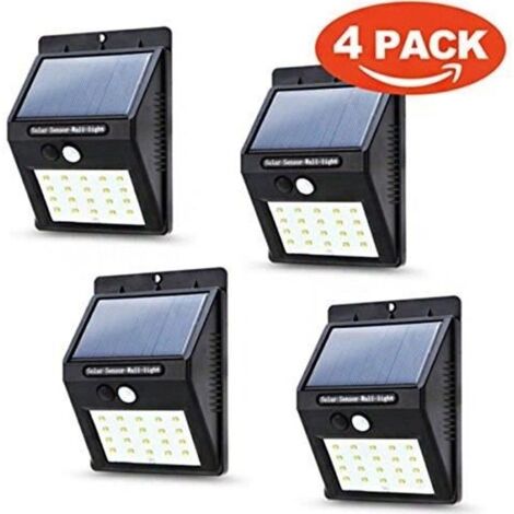 (Blanc)Lampe Solaire Extérieur 20 LED avec Détecteur de Mouvement - Noir (1/4)