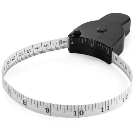 (Noir)Mètre ruban de mesure rétractable de 150 cm avec goupille de verrouillage et bouton poussoir pour fitness, tailleur, couture - Noir (1/4)