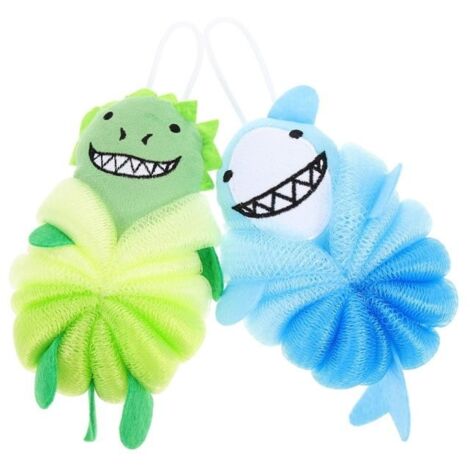 2 Pcs Baby Loofah Sponge Bath Loofahs Bath Scrubbers Photocard Holder Keychain Shower Scrubber for Body Child (1/5)