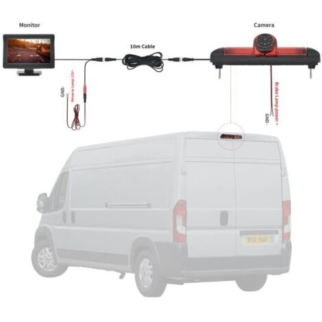 Caméra de recul,lumière de frein de caméra de vue arrière 170 degrés et moniteur 4.3 pouces pour FIAT Ducato - 433H-10M-456FYT