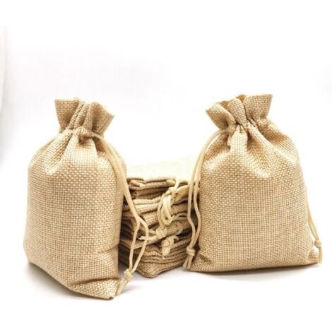 Sac cadeau,Pochon Tissu,50 Pcs Petits Sacs en Tissu Sachet Coton,Sac Toile de Jute Pochette Tissu Cordon Sac en Tissu Bijoux 7 x 9cm