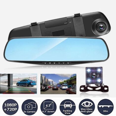 4.3” HD 1080P Vue double objectif Rétroviseur intérieur voiture DVR Dash Cam caméra Recorder (1/3)