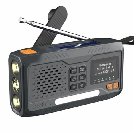 Haut-parleur Radio DAB extérieur, batterie externe, Radio d'urgence à manivelle à énergie solaire (1/5)