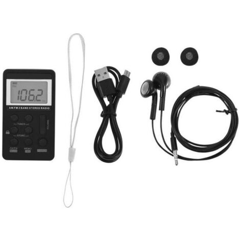 (Noir)Portable AM - FM Stéréo Radio Poche 2 Bande Tuning Numérique Radio Mini Récepteur Radio Extérieure Écouteur -CYA (1/4)