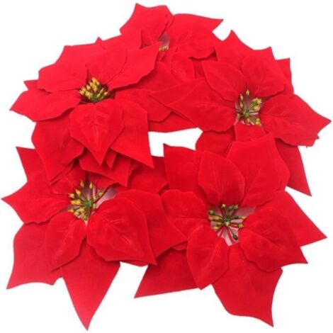 Ornements d'arbre de Noël - Non spécifié - 20 Pièces - Fleurs de Noël Artificielles - 22CM - Rouge (1/4)